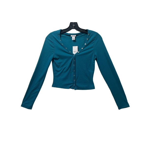 Rue 21 - Women's Casual Long Sleeve Button Down T-Shirt - Blue - Small - Picture 1 of 13